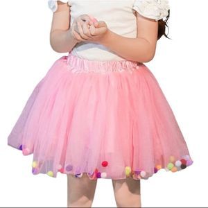 BUENOS NINOS Girl's 3 Layers Ballet Skirt with Puff balls Dress-up Tutu